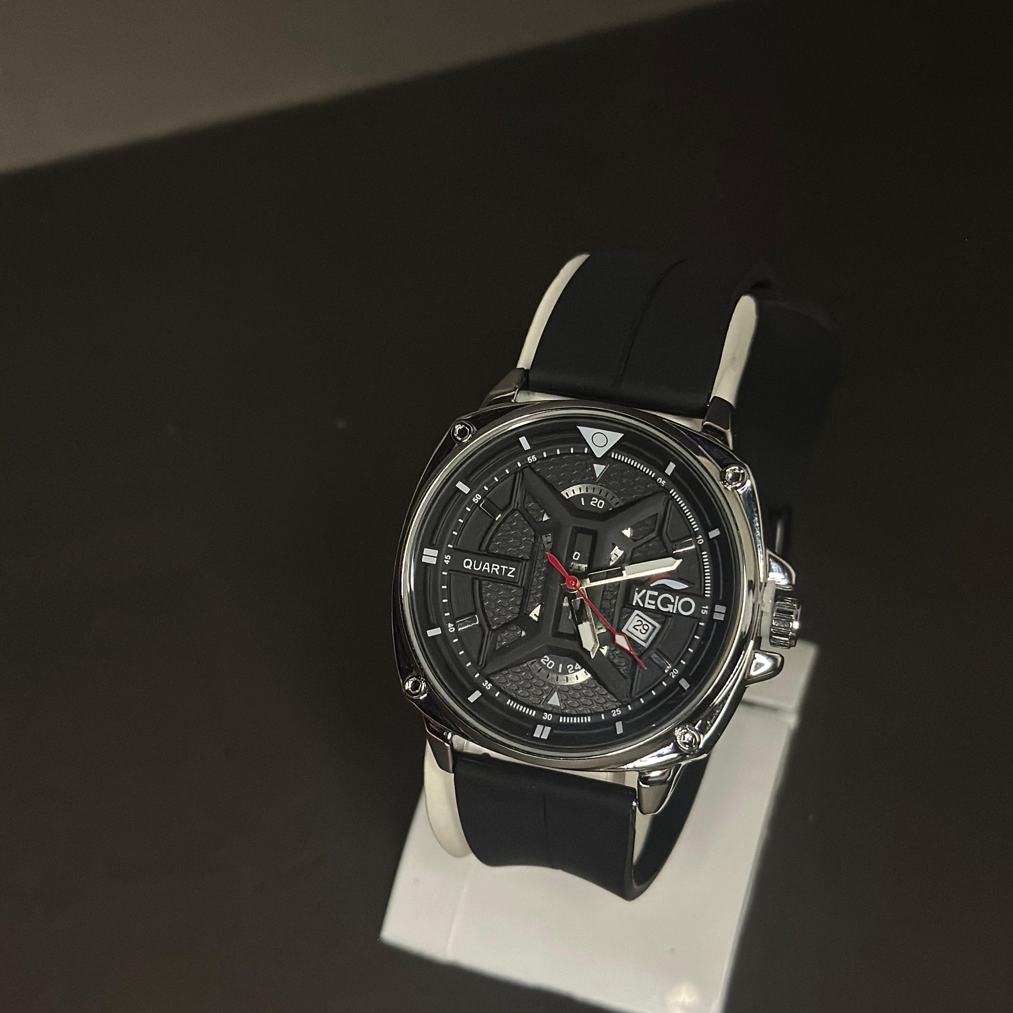 Kegio Black Sport Chrono Quartz Watch-Men